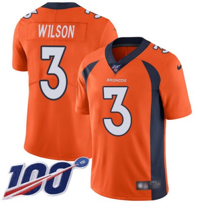Nike Denver Broncos #3 Russell Wilson Orange Team Color Men's Stitched NFL 100th Season Vapor Untouchable Limited Jersey